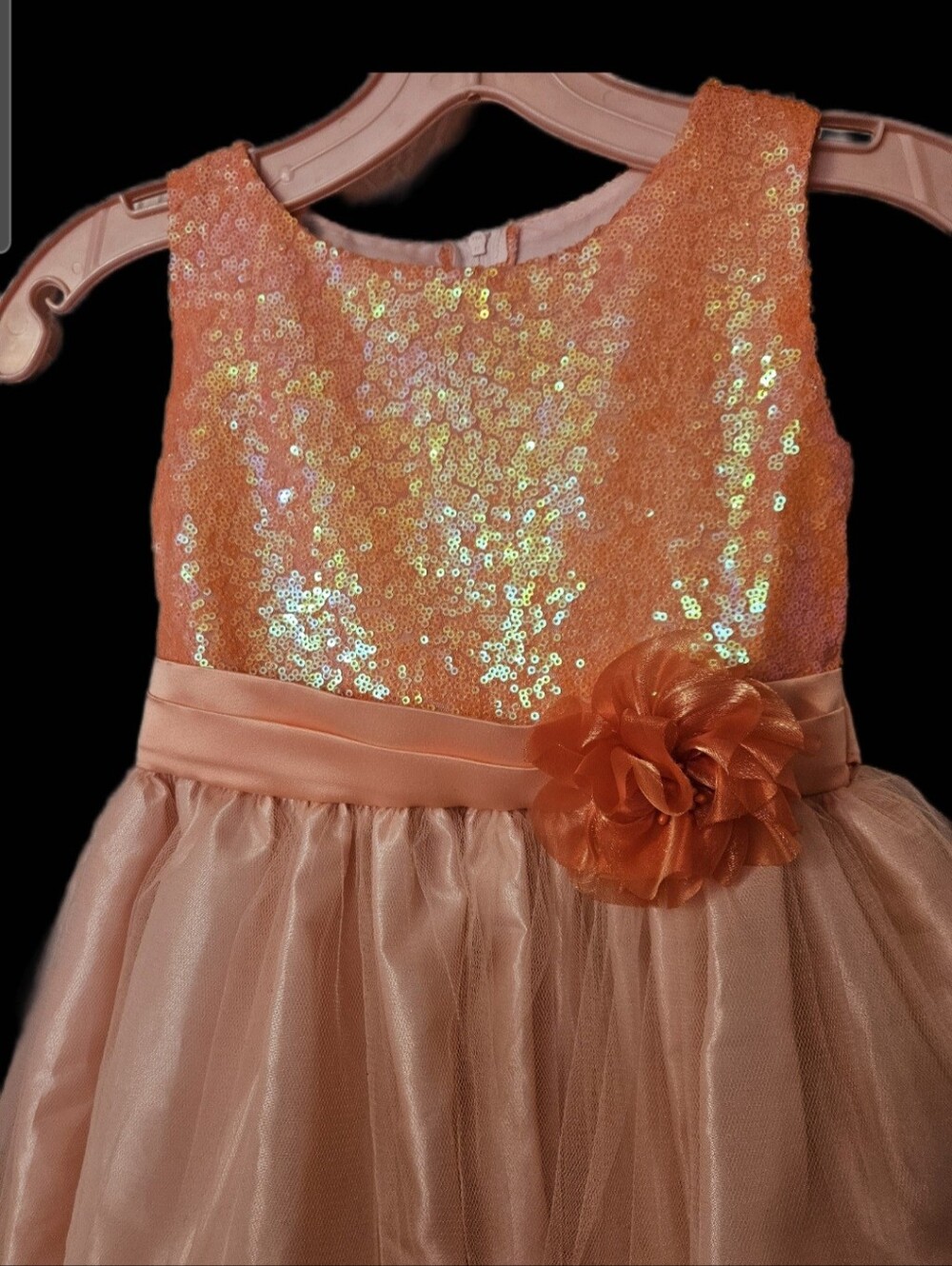 Ellie Kids Peach Sequin Party Dress - Picture 13 of 15